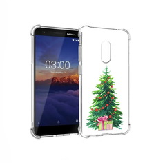 Чехол MyPads Tocco для Nokia 3.1 Елка новогодняя с подарками акварель (PT114125.119.78)