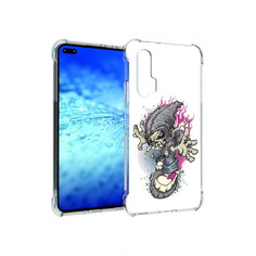 Чехол MyPads Tocco для Huawei View 30 Pro нарисованный скелет на скейт борде
