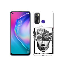 Чехол MyPads Tocco для Tecno Camon 15 черно белая ваза в абстракции