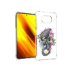 Чехол MyPads Tocco для Xiaomi Poco X3 нарисованный скелет на скейт борде