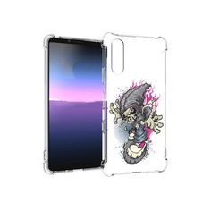 Чехол MyPads Tocco для Sony Xperia 10 III нарисованный скелет на скейт борде