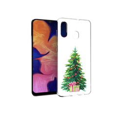 Чехол MyPads Tocco для Samsung Galaxy A30 Елка новогодняя с подарками акварель