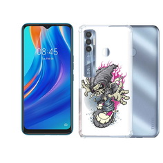 Чехол MyPads Tocco для Tecno Spark 7 Pro нарисованный скелет на скейт борде