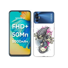 Чехол MyPads Tocco для Tecno Spark 8P нарисованный скелет на скейт борде
