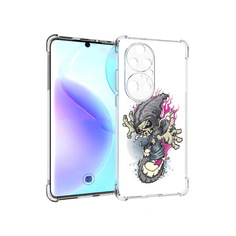 Чехол MyPads Tocco для Huawei P50 Pro нарисованный скелет на скейт борде