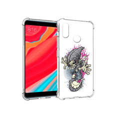 Чехол MyPads Tocco для Xiaomi Redmi S2 нарисованный скелет на скейт борде