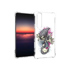 Чехол MyPads Tocco для Sony Xperia 1 III нарисованный скелет на скейт борде