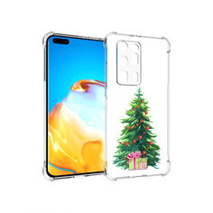 Чехол MyPads Tocco для Huawei P40 Pro+ Елка новогодняя с подарками акварель