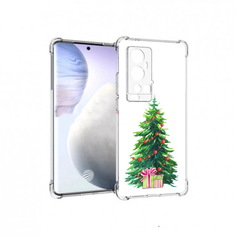 Чехол MyPads Tocco для Vivo X60 Pro Plus Елка новогодняя с подарками акварель