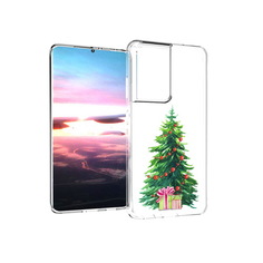 Чехол MyPads Tocco для Samsung Galaxy S21 Ultra Елка новогодняя с подарками акварель
