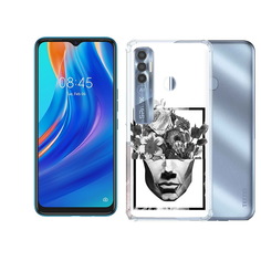 Чехол MyPads Tocco для Tecno Spark 7 Pro черно белая ваза в абстракции