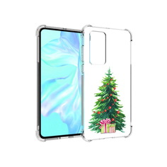 Чехол MyPads Tocco для Huawei P40 Елка новогодняя с подарками акварель