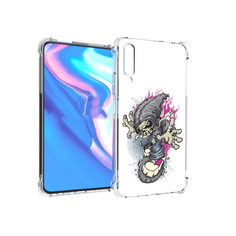 Чехол MyPads Tocco для Honor 9X Pro нарисованный скелет на скейт борде