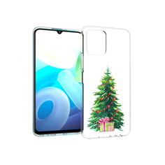 Чехол MyPads Tocco для Vivo Y15s Елка новогодняя с подарками акварель (PT224456.390.78)
