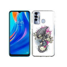 Чехол MyPads Tocco для Tecno Spark 7P нарисованный скелет на скейт борде