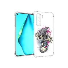 Чехол MyPads Tocco для Huawei Nova 7 SE нарисованный скелет на скейт борде