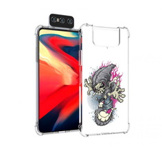 Чехол MyPads Tocco для Asus Zenfone 8 Flip нарисованный скелет на скейт борде