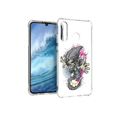 Чехол MyPads Tocco для Huawei P30 Lite нарисованный скелет на скейт борде
