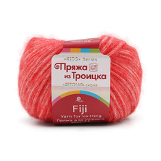 Пряжа из Троицка Фиджи, 50 г, 95 м меринос, хлопок, акрил 88 красный мак, 5 мотков