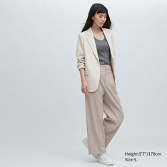 Брюки женские UNIQLO 457376COL31 бежевые L (доставка из-за рубежа)