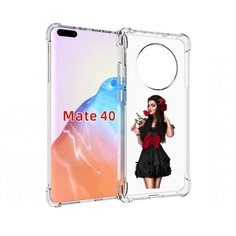 Чехол MyPads Tocco для Huawei Mate 40 девушка-в-черном-платье-с-розой женский
