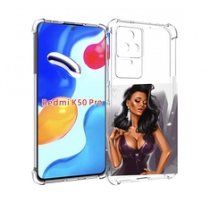 Чехол MyPads нарисованная-девушка-в-фиолетовом-платье женский для Xiaomi Redmi K50