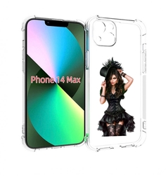 Чехол MyPads стройная-девушка-в-черном-платье для iPhone 14 Plus (6.7)