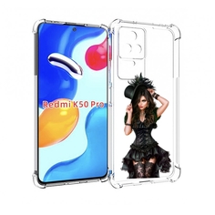 Чехол MyPads стройная-девушка-в-черном-платье для Xiaomi Redmi K50 / K50 Pro