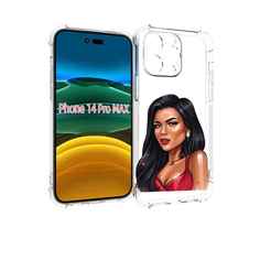 Чехол MyPads Брюнетка-в-красном-платье для iPhone 14 Pro Max