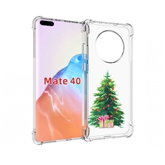 Чехол MyPads Tocco для Huawei Mate 40 Елка новогодняя с подарками акварель