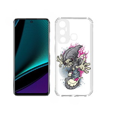 Чехол MyPads нарисованный скелет на скейт борде для Infinix Hot 11