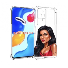 Чехол MyPads Брюнетка-в-красном-платье для Xiaomi Redmi K50/K50 Pro