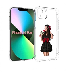 Чехол MyPads девушка-в-черном-платье-с-розой женский для iPhone 14 Plus (6.7)