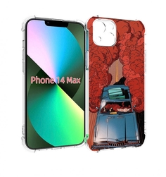 Чехол MyPads машина мчится с дымком для iPhone 14 Plus (6.7)