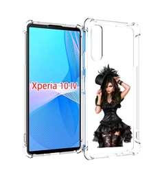 Чехол MyPads стройная-девушка-в-черном-платье для Sony Xperia 10 IV (10-4)
