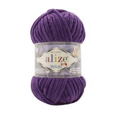Пряжа Alize Velluto, 100г, 68м (100% микрополиэстер) (44 тёмно-фиолетовый), 5 мотков