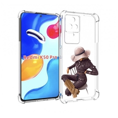 Чехол MyPads загадочная-девушка-в-костюме женский для Xiaomi Redmi K50/K50 Pro