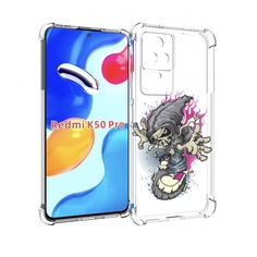 Чехол MyPads нарисованный скелет на скейт борде для Xiaomi Redmi K50 / K50 Pro
