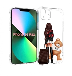 Чехол MyPads девушка-с-модным-чемоданом женский для iPhone 14 Plus (6.7)