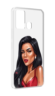 Чехол MyPads Брюнетка-в-красном-платье для ITEL S16 / ITEL Vision 1 Pro