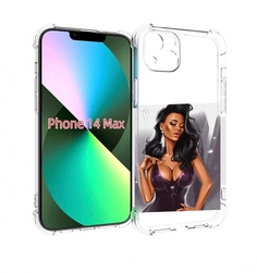 Чехол MyPads нарисованная-девушка-в-фиолетовом-платье женский для iPhone 14 Plus (6.7)