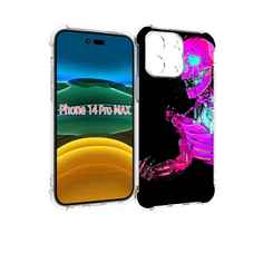 Чехол MyPads скелет-робот-фиолетовый для iPhone 14 Pro Max