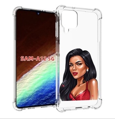 Чехол MyPads Брюнетка-в-красном-платье для Samsung Galaxy A12 (SM-A125F) 2020/21
