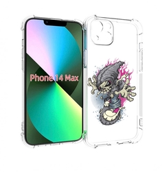 Чехол MyPads нарисованный скелет на скейт борде для iPhone 14 Plus (6.7)