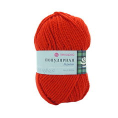 Пряжа Пехорка Популярная, 100г, 133м (шерсть, акрил) (06-Красный), 10 мотков