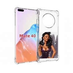 Чехол MyPads Tocco для Huawei Mate 40 нарисованная-девушка-в-фиолетовом-платье женский