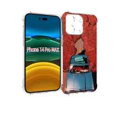 Чехол MyPads машина мчится с дымком для iPhone 14 Pro Max