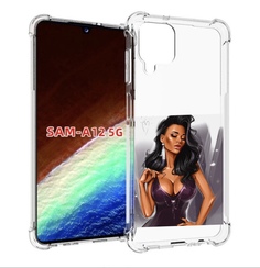 Чехол MyPads нарисованная-девушка-в-фиолетовом-платье женский для Samsung Galaxy A12
