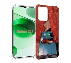 Чехол MyPads машина мчится с дымком для Realme C35 / Narzo 50A Prime