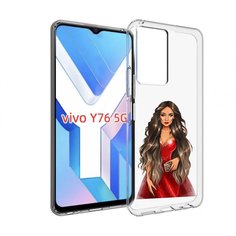 Чехол MyPads девушка-в-вечернем-платье женский для Vivo Y76 5G
